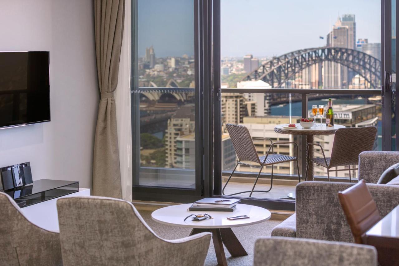 Meriton Suites North Sydney Exterior photo A view of the Harbour Bridge from a suite at the hotel